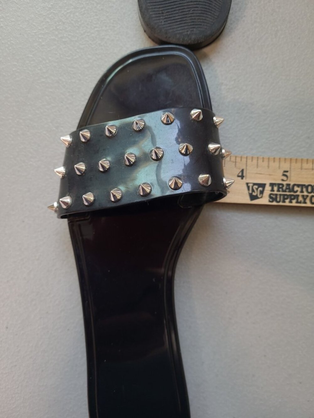 Women's‎ Slide Sandals Size 6 Black Spiked Studded Punk Goth Alternative Slip On - Picture 9 of 10